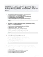 CRCR Multiple Choice EXAM QUESTIONS (143 TERMS) WITH VERIFIED DEFINITIONS UPDATED 2024