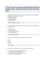 VTNE Practice Questions EXAM QUESTIONS (65 TERMS) WITH VERIFIED DEFINITIONS UPDATED 2024