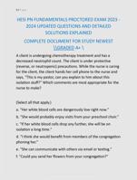HESI PN FUNDAMENTALS PROCTORED EXAM 2023 - 2024 UPDATED QUESTIONS AND DETAILED  SOLUTIONS EXPLAINED COMPLETE DOCUMENT