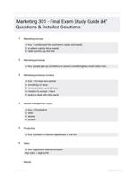 Marketing 301 - Final Exam Study Guide - Questions & Detailed Solutions