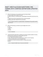 RADT 1000 Final EXAM QUESTIONS (180 TERMS) WITH VERIFIED DEFINITIONS UPDATED 2024