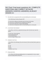 BLS Test/ Final exam questions ALL COMPLETE  QUESTIONS AND CORRECT  DETAILED ANSWERS (VERIFIED  ANSWERS) |ALREADY GRADED A+