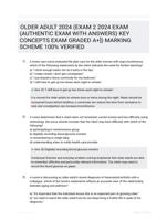 OLDER ADULT 2024 (EXAM 2 2024 EXAM (AUTHENTIC EXAM WITH ANSWERS) KEY CONCEPTS EXAM GRADED A+]) MARKING SCHEME 100% VERIFIED