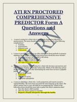 ATI RN PROCTORED COMPREHENSIVE PREDICTOR Form A Questions and Answers