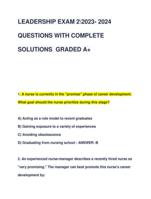 LEADERSHIP EXAM 22023- 2024 QUESTIONS WITH COMPLETE SOLUTIONS GRADED A+ LATEST VERSION
