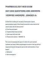 >PHARMACOLOGY HESI EXIT EXAM 20212022 UPDATED QUESTIONS AND ANSWERS LATEST VERSION VERIFIED