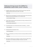 Defensive Driving Course 20 CORRECTLY ANSWERED QUESTIONS LATEST UPDATE