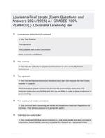 Louisiana Real estate (Exam Questions and Answers 2024/2025( A+ GRADED 100% VERIFIED).)- Louisiana Licensing law