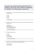 Hazmat Prep (EXAM 2024/QUESTIONS WITH CORRECT DETAILED AND VERIFIED ANSWERS/A+ GRADE): First Responders Operations