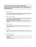 Intro to Human Resource Management QUESTIONS AND ANSWERS 100% VERIFIED A+ GUARANTEED