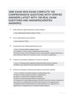 QME EXAM 2024 EXAM COMPLETE 100 COMPREHENSIVE QUESTIONS WITH VERIFIED ANSWERS LATEST   WITH 100 REAL EXAM QUESTIONS  AND ANSWERS(VERIFIED ANSWERS)
