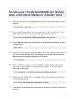 NR 509 week 7 EXAM QUESTIONS (25 TERMS) WITH VERIFIED DEFINITIONS UPDATED 2024