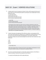 NUR 101 : Exam 1 VERIFIED SOLUTIONS