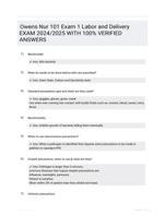 Owens Nur 101 Exam 1 Labor and Delivery EXAM 2024/2025  WITH 100% VERIFIED  ANSWERS
