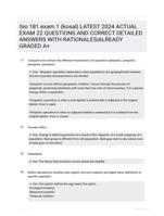 bio 181 exam 1 (kosal) LATEST 2024 ACTUAL EXAM 22 QUESTIONS AND CORRECT DETAILED ANSWERS WITH RATIONALES|ALREADY GRADED A+