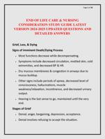 END OF LIFE CARE & NURSING  CONSIDERATION STUDY GUIDE LATEST  VERSION 2024-2025 UPDATED QUESTIONS AND  DETAILED ANSWERS