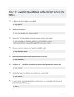 bio 181 exam 3 Questions with correct Answers 2024