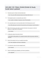 GCU BIO 181 FINAL EXAM (EXAM 4) Study Guide latest updated