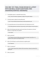 GCU BIO 181 FINAL EXAM (EXAM 4) LATEST   WITH 80 REAL EXAM QUESTIONS  AND ANSWERS(VERIFIED ANSWERS)