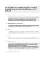 MCAT Psych/Sociology from 132 Scorer 822 CORRECTLY ANSWERED QUESTIONS LATEST UPDATE