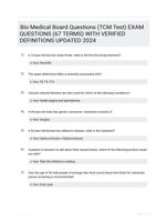 Bio Medical Board Questions (TCM Test) EXAM QUESTIONS (67 TERMS) WITH VERIFIED DEFINITIONS UPDATED 2024