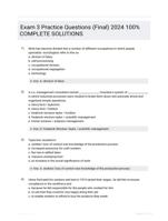Exam 3 Practice Questions (Final) 2024 100% COMPLETE  SOLUTIONS