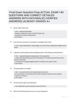 Final Exam Question Prep ACTUAL EXAM 140 QUESTIONS AND CORRECT DETAILED ANSWERS WITH RATIONALES (VERIFIED ANSWERS) |ALREADY GRADED A+