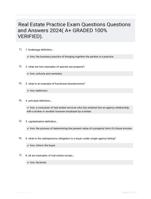 Real Estate Practice Exam Questions Questions and Answers 2024( A+ GRADED 100% VERIFIED).