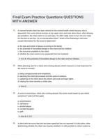 Final Exam Practice Questions QUESTIONS WITH ANSWER