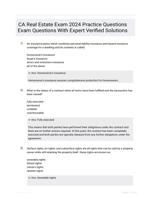 CA Real Estate Exam 2024 Practice Questions Exam  Questions With Expert Verified  Solutions