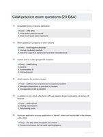 CAM practice exam questions (20 Q&A)