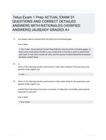 Telus Exam 1 Prep ACTUAL EXAM 31 QUESTIONS AND CORRECT DETAILED ANSWERS WITH RATIONALES (VERIFIED ANSWERS) |ALREADY GRADED A+
