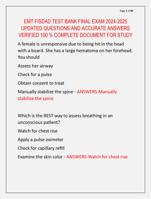 EMT FISDAD TEST BANK FINAL EXAM 2024-2025  UPDATED QUESTIONS AND ACCURATE ANSWERS  VERIFIED 100 % COMPLETE DOCUMENT FOR STUDY