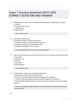 Exam 1 Practice Questions WITH 100% CORRECT QUESTION AND ANSWER