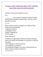 Peregrine FINAL EXAM 2024-2025 LATEST VERSION  QUESTIONS AND ACCURATE ANSWERS