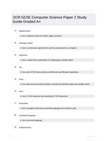 OCR GCSE Computer Science Paper 2 Study Guide Graded A+