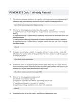 PSYCH 375 Quiz 1 Already Passed