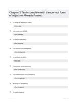 Chapter 2 Test- complete with the correct form of adjective Already Passed