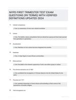 NYPD FIRST TRIMESTER TEST EXAM QUESTIONS (99 TERMS) WITH VERIFIED DEFINITIONS UPDATED 2024