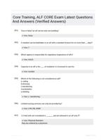 Core Training, ALF CORE Exam Questions and Answers Latest Update 2024 (verified Solutions)