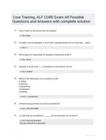 Core Training, ALF CORE Exam All Possible Questions and Answers with complete solution