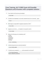 Core Training, ALF CORE Exam All Possible Questions and Answers with complete solution