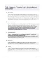 Title Insurance Producer Exam already passed 2024/2025