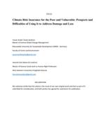 Climate Risk Insurance for the Poor and Vulnerable: Prospects and Difficulties of Using It to Address Damage and Loss