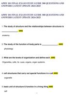 APHY 101 FINAL EXAM STUDY GUIDE 300 QUESTIONS AND ANSWERS LATEST UPDATE 2024-2025