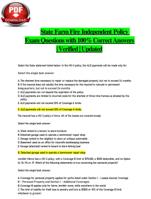 State FarmFire Independent Policy Exam Questions with 100% Correct Answers | Verified | Updated