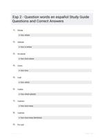 Esp 2 - Question words en espaol Study Guide Questions and Correct Answers