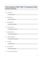 Form Questions With "Who" |13 Questions| With Correct Answers.