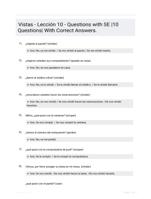Vistas - Leccin 10 - Questions with SE |10 Questions| With Correct Answers.
