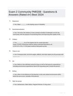 Exam 2 Community PNR208 - Questions & Answers (Rated A+) Best 2024